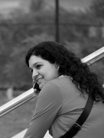 Photo of Rita Lohani, in black and white.
