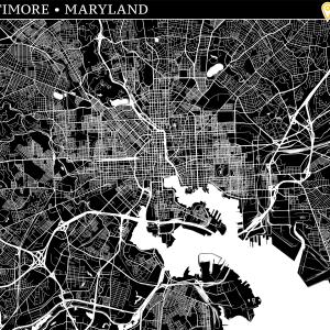 Aerial map of Baltimore, MD