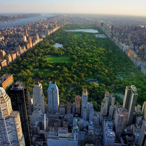 New York City view with Central Park greenspace.