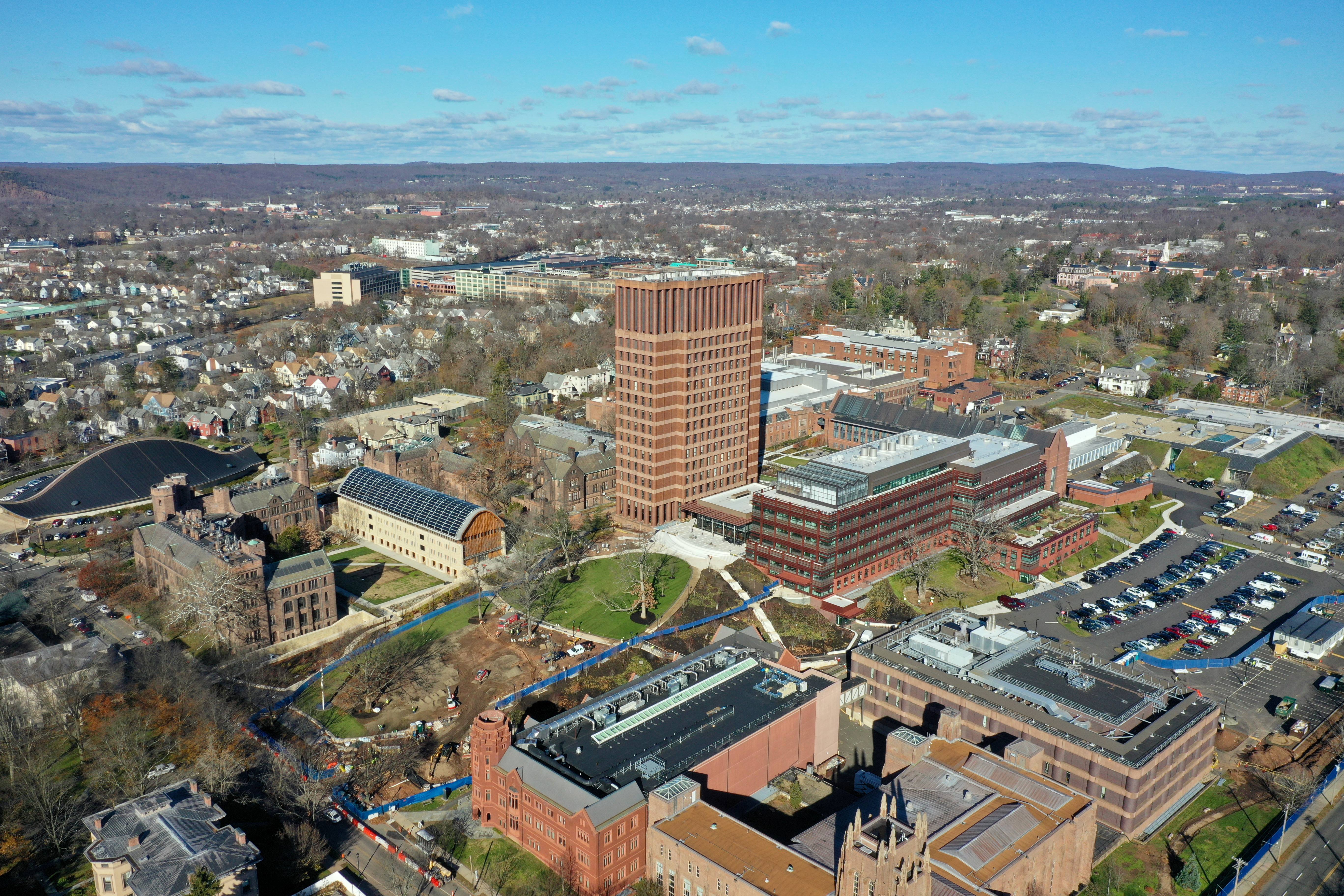 Aerial of Yale's Science Hill in New Haven, Connecticut 