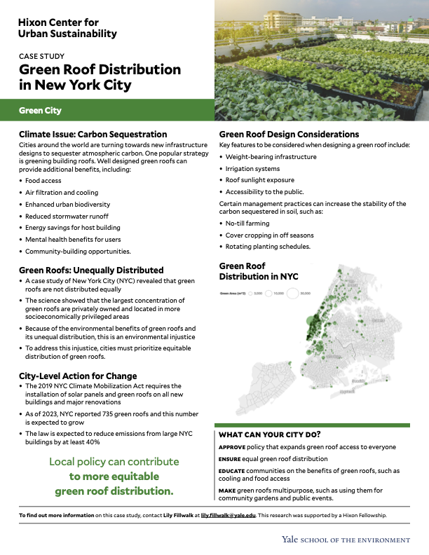 Case study one pager of Green Roof Distribution in NYC