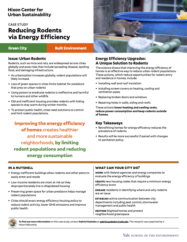 Case study one pager on reducing rodents to increase energy efficiency