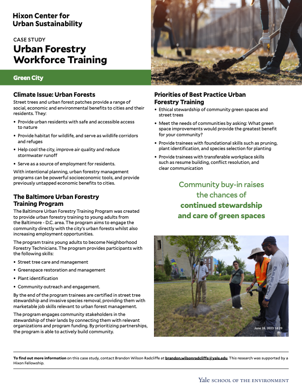 Case study one pager on urban forestry training