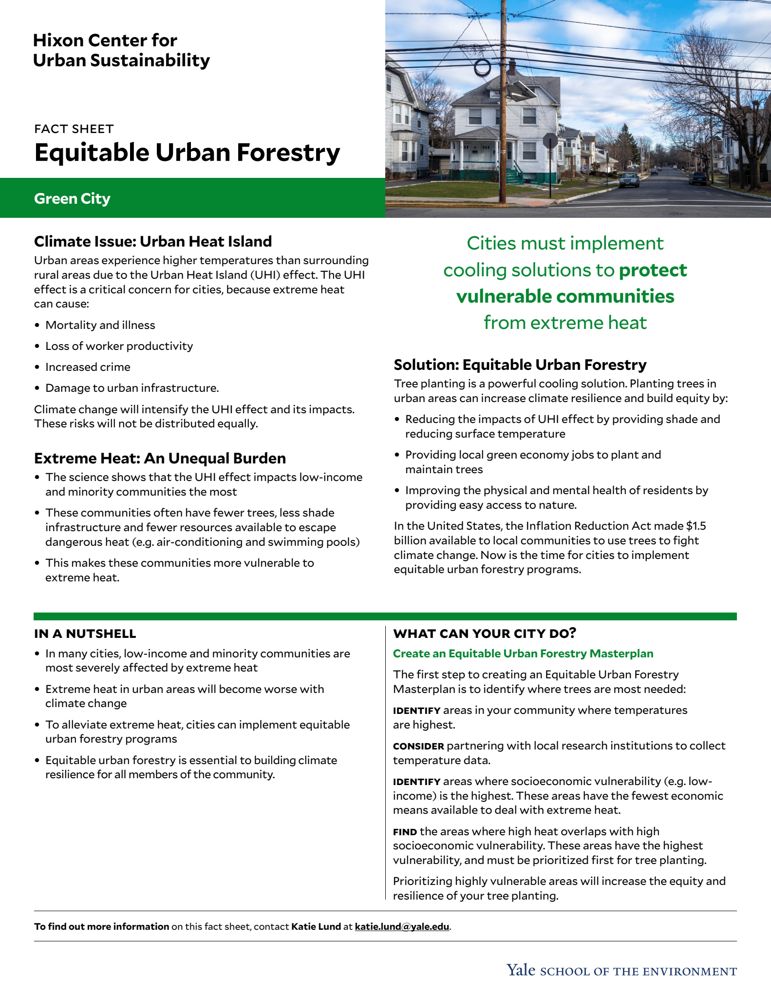 Fact sheet of the equitable urban forestry