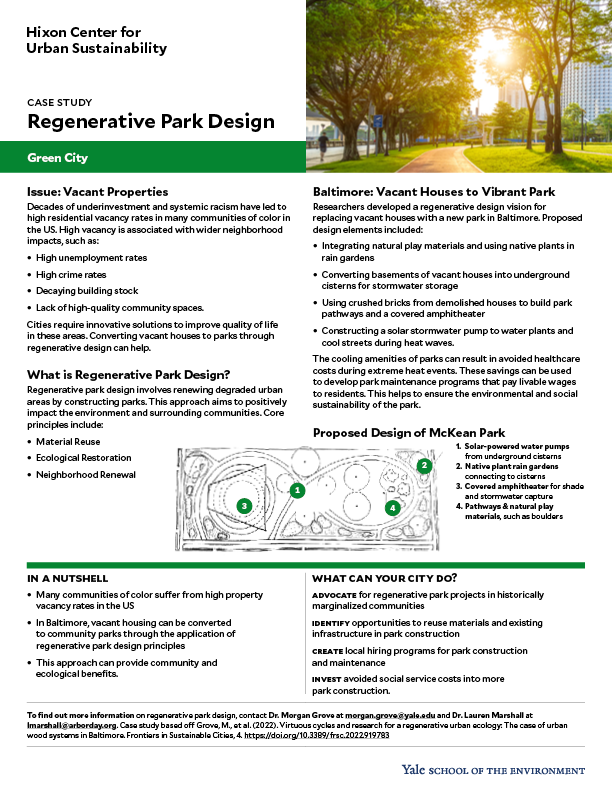 Case study on regenerative park design in Baltimore