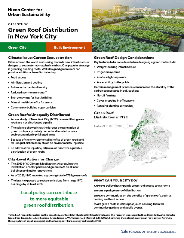 Case study on green roof distribution in New York City