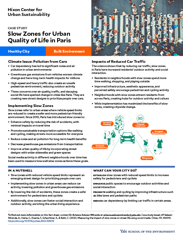 Case study on slow zones for urban quality of life in Paris