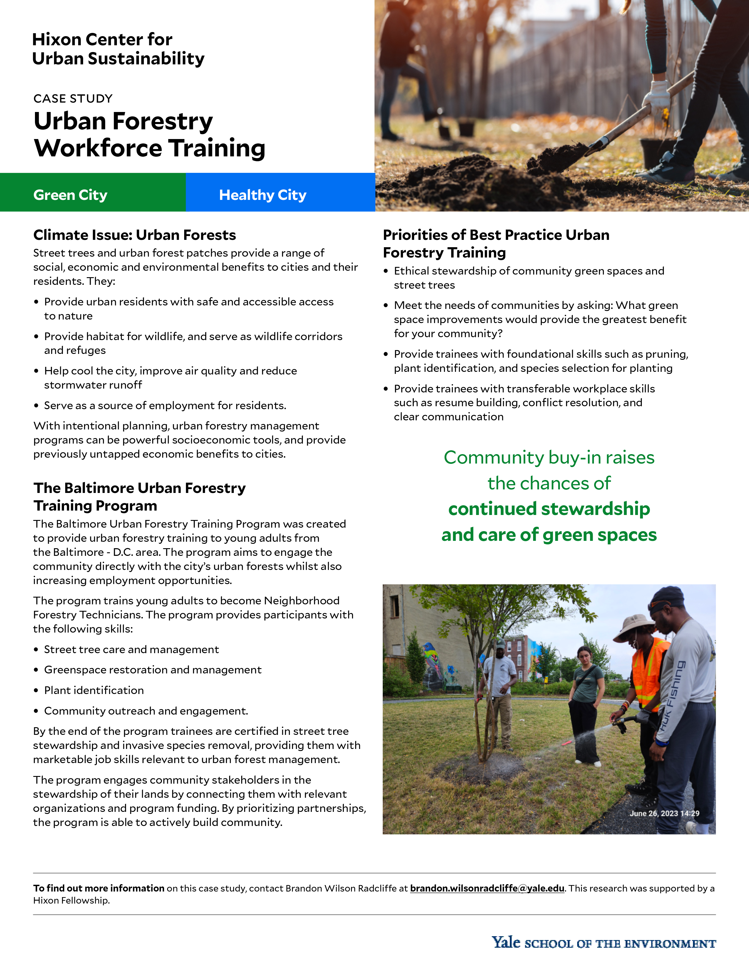 case study on urban forestry workforce training