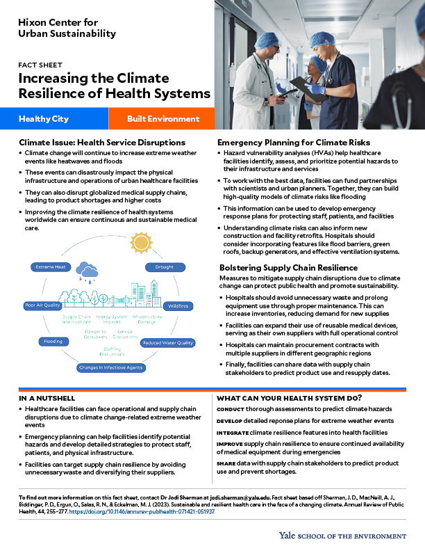 Fact sheet on increasing the climate resilience of health systems