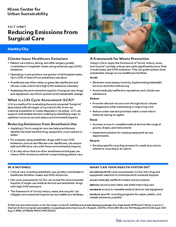 Fact sheet on reducing emissions from surgical care