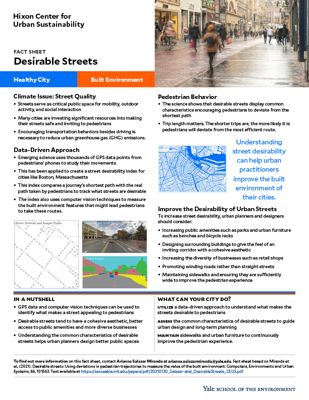 Fact sheet on street desirability