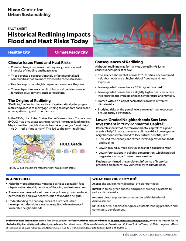 Fact sheet on the impacts of redlining on heat and flooding risks