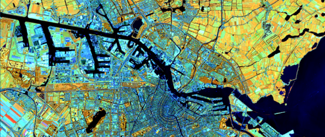 Satellite imagery with diverse land covers and water