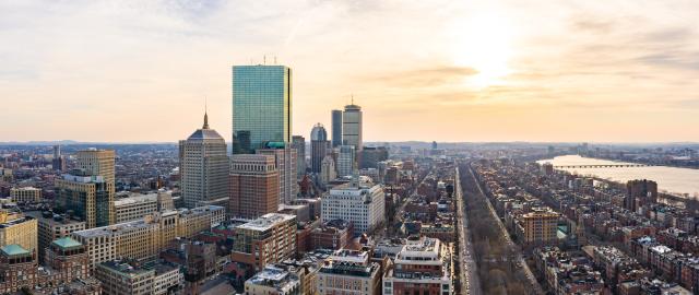 Boston skyline at sunrise