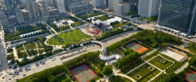 Chicago Millennium Park from above