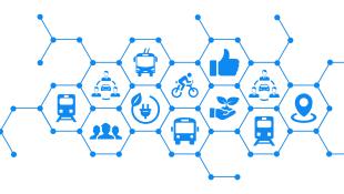 Network of connected urban mobility symbols