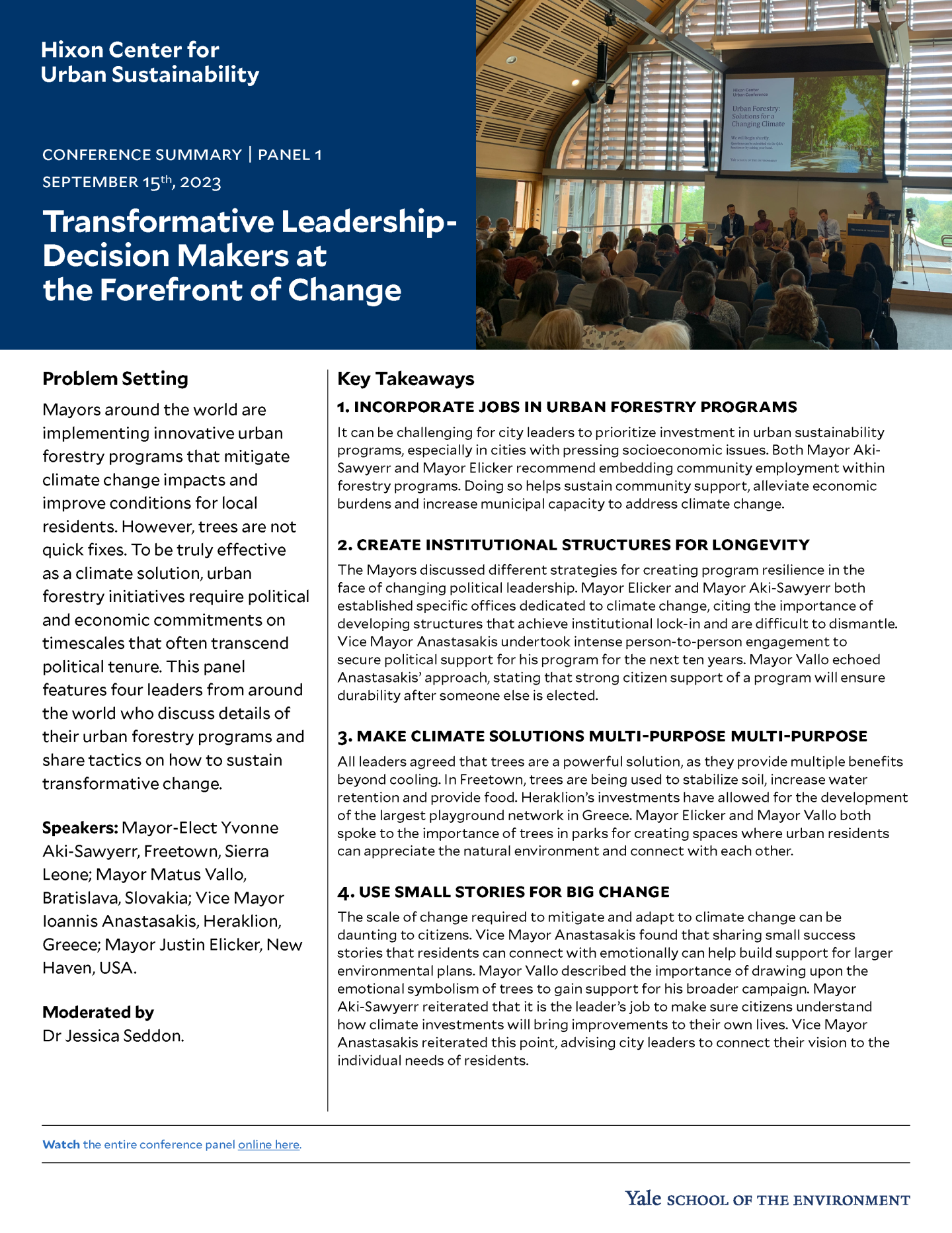 Conference summary for panel on transformative leadership, page 1