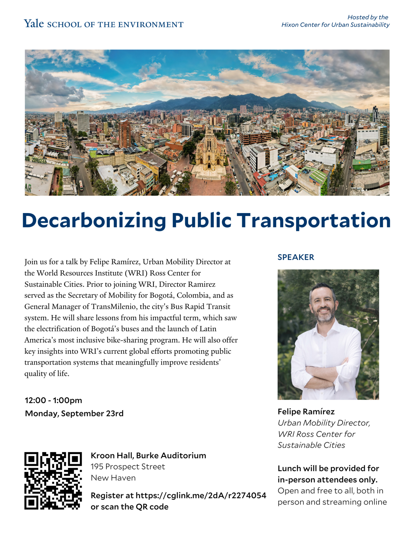 Poster of event on decarbonizing public transit