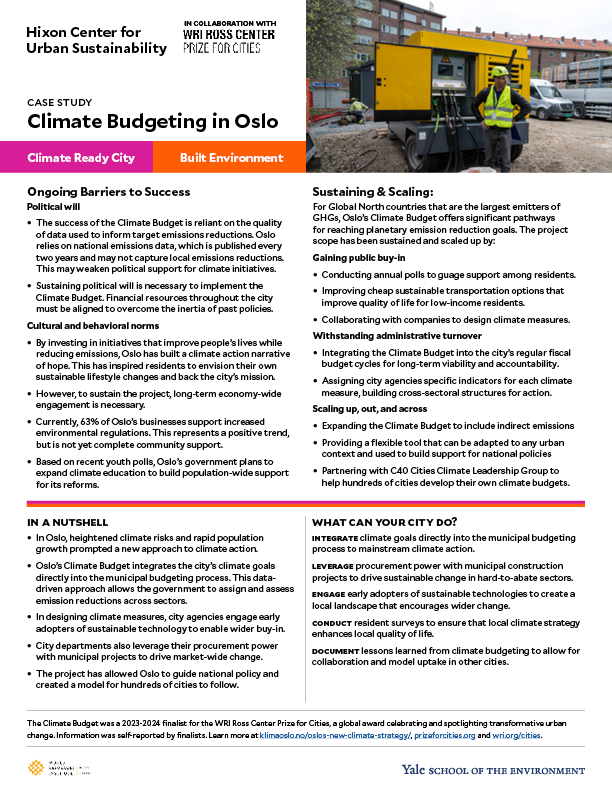 Case study on climate budgeting in Oslo