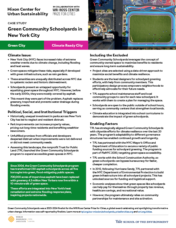 Case study on green community schoolyards in New York City