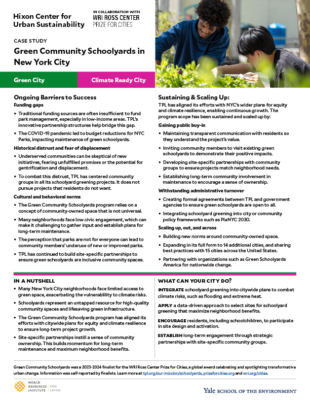 Case study on green community schoolyards in New York City