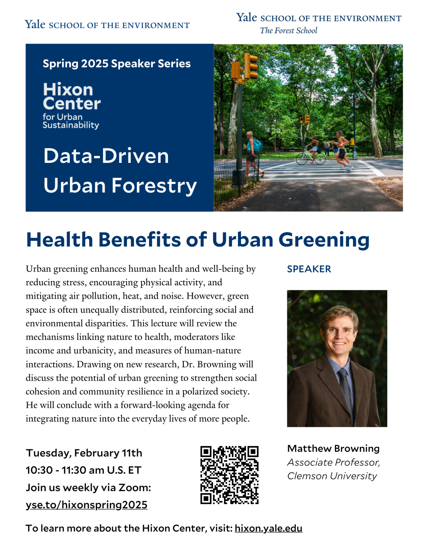 poster for event on health benefits of urban greening