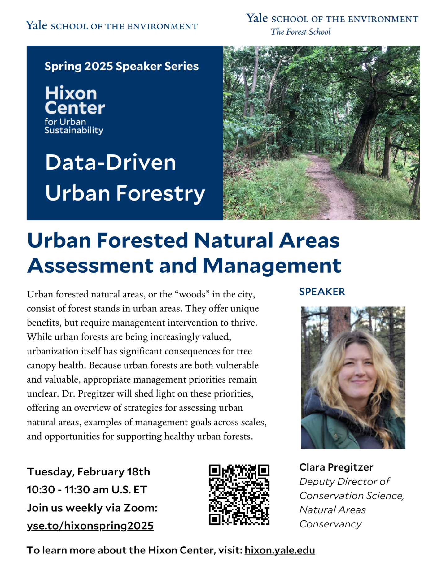 Poster of event on assessing and managing urban forested natural areas