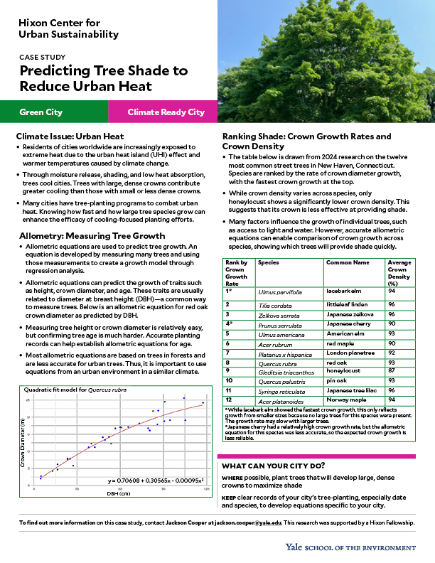 Case study on predicting tree shade to reduce urban heat