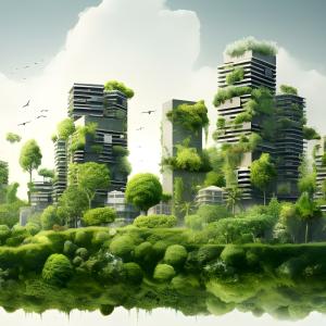 Urban greenery designed city