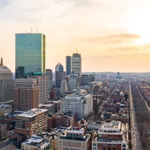 Boston skyline at sunrise