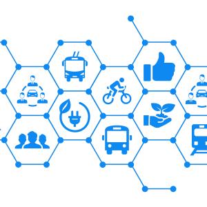 Network of connected urban mobility symbols