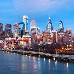 Philadelphia waterfront at dusk